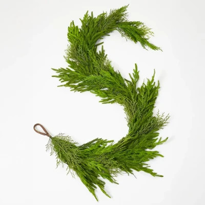 Deluxe Real Touch Winter Greenery with Cypress, Norfolk & Pine Christmas Mantel Garland Holiday Table Runner | Darby Creek Trading