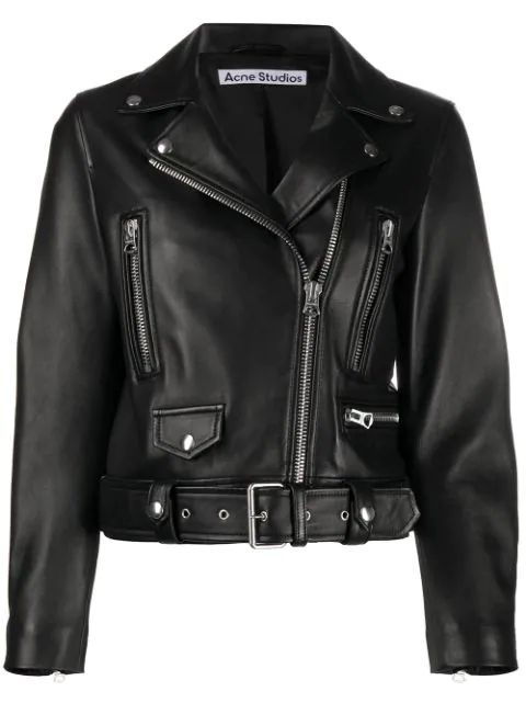 leather biker jacket | Farfetch (US)
