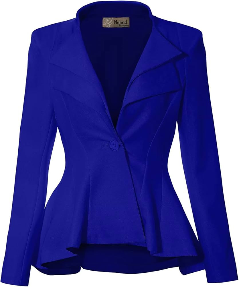 Hybrid & Company Women's Casual Work Office Dressy Double Notch Lapel Sharp Shoulder Pad Single B... | Amazon (US)