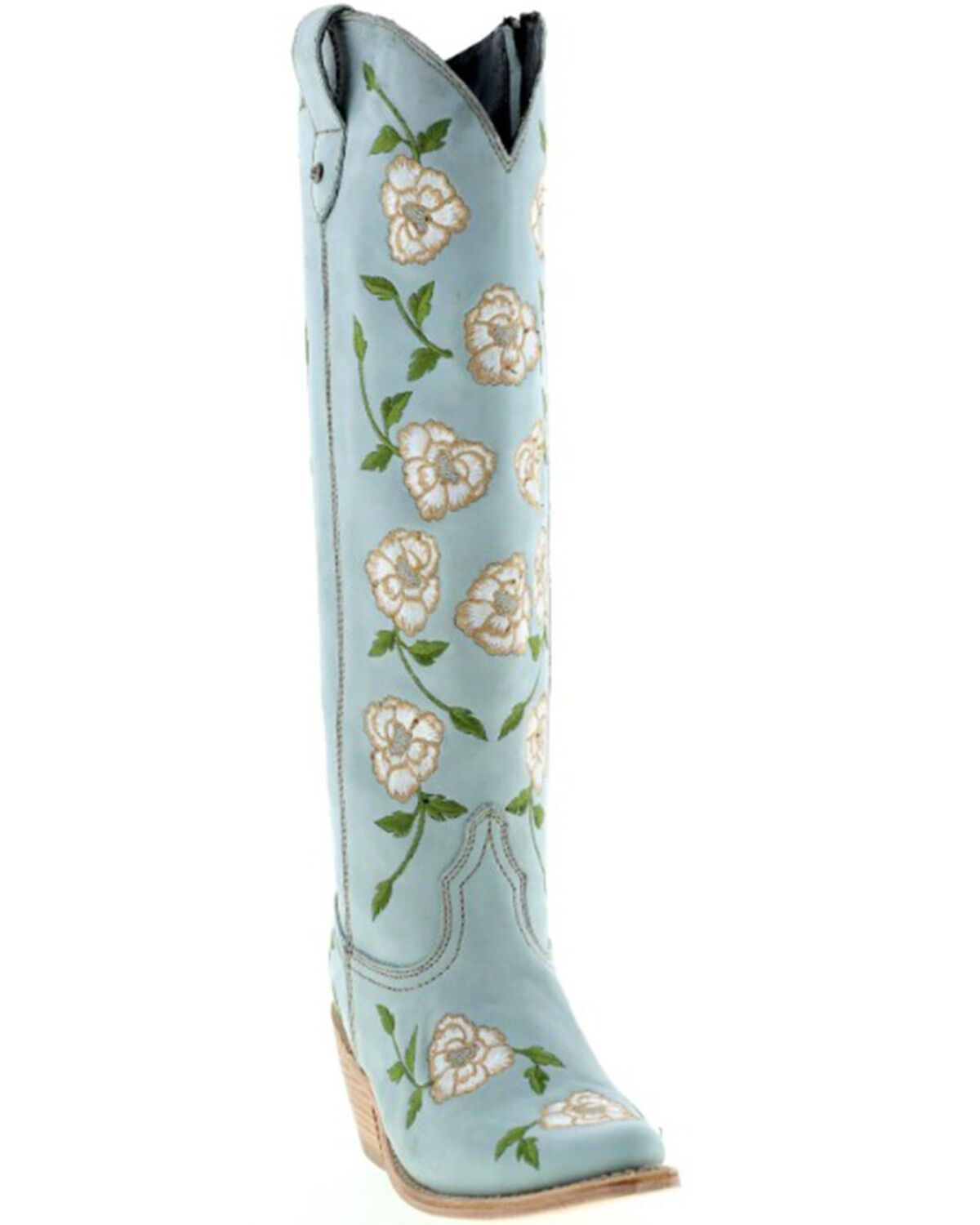 Botas Caborca For Liberty Black Women's Embroidered Roses Tall Western Boots | Bonanza (Global)