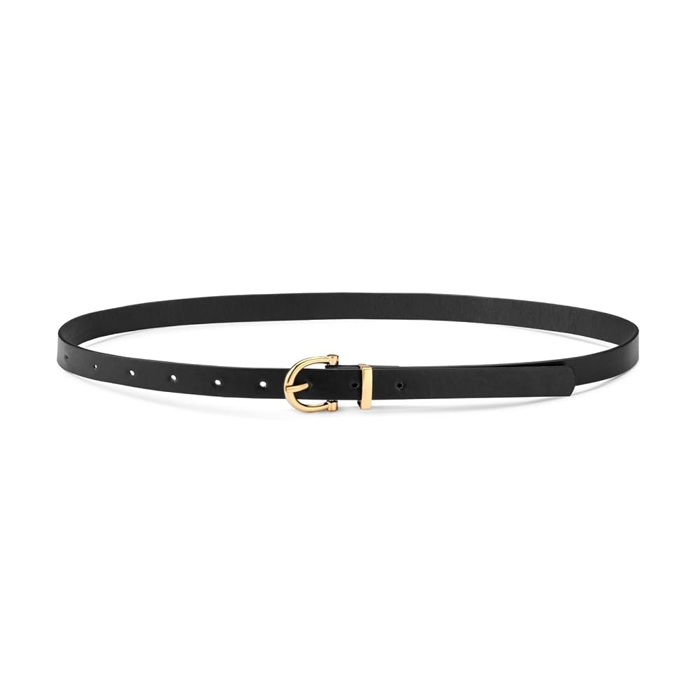 CESCOSI Women Skinny Leather Belt Thin Waist Belt for Jeans Dress with Gold Alloy Buckle 0.7" Wid... | Amazon (US)