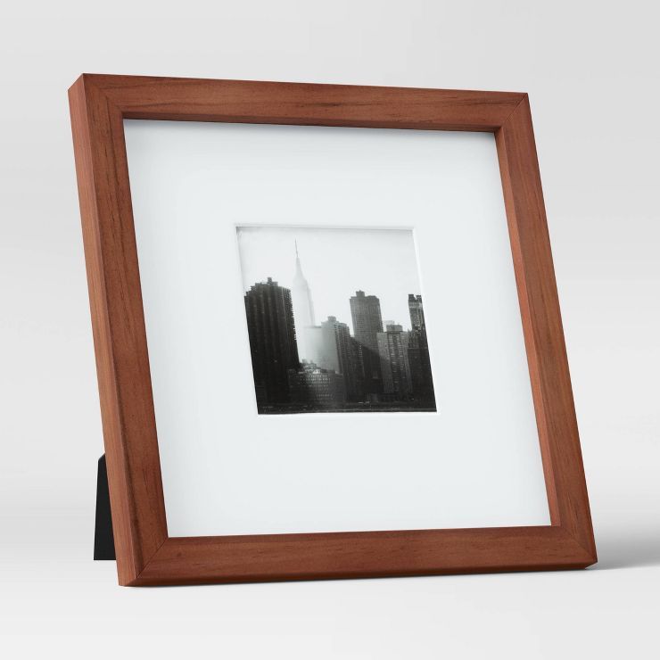 8.89" x 8.89" Matted to 4" x 4" Table Top Mid-Tone Wood Picture Frame Art Brown - Project 62™ | Target