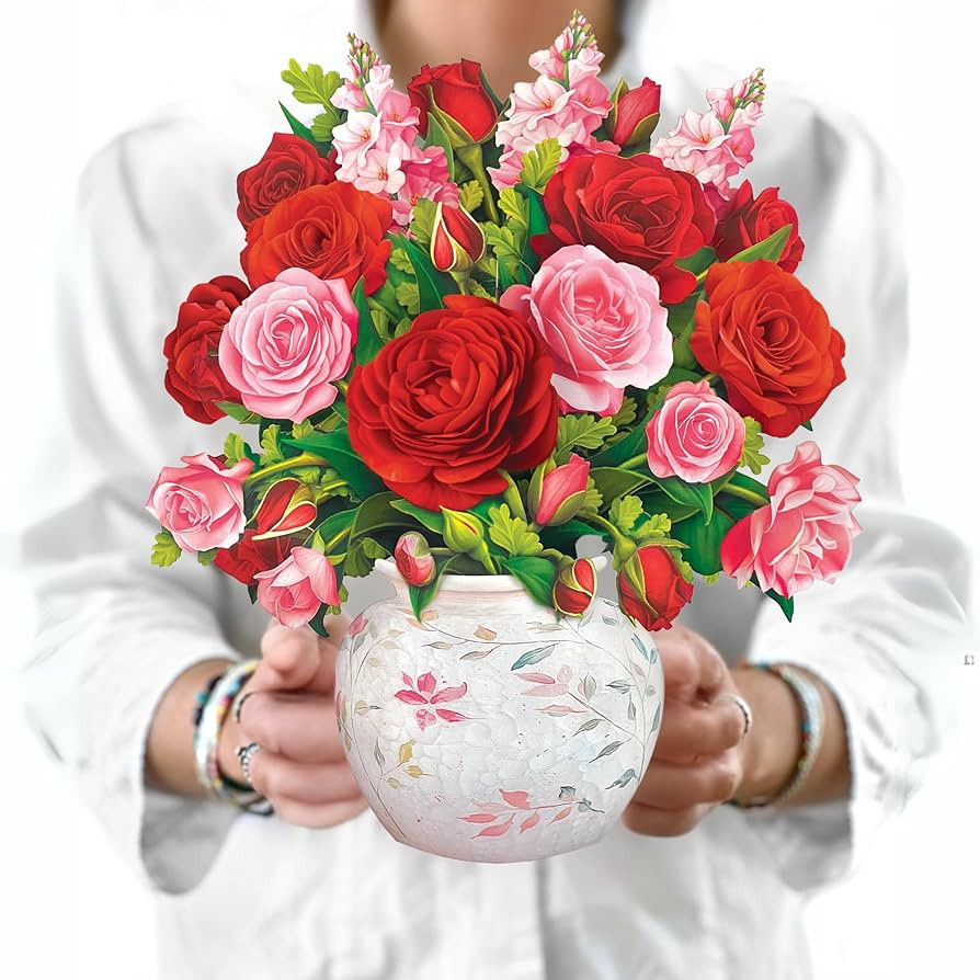 Freshcut Paper Pop Up Cards, Blooming Roses, 12 Inch Life Sized Forever Flower Bouquet 3D Popup G... | Amazon (US)
