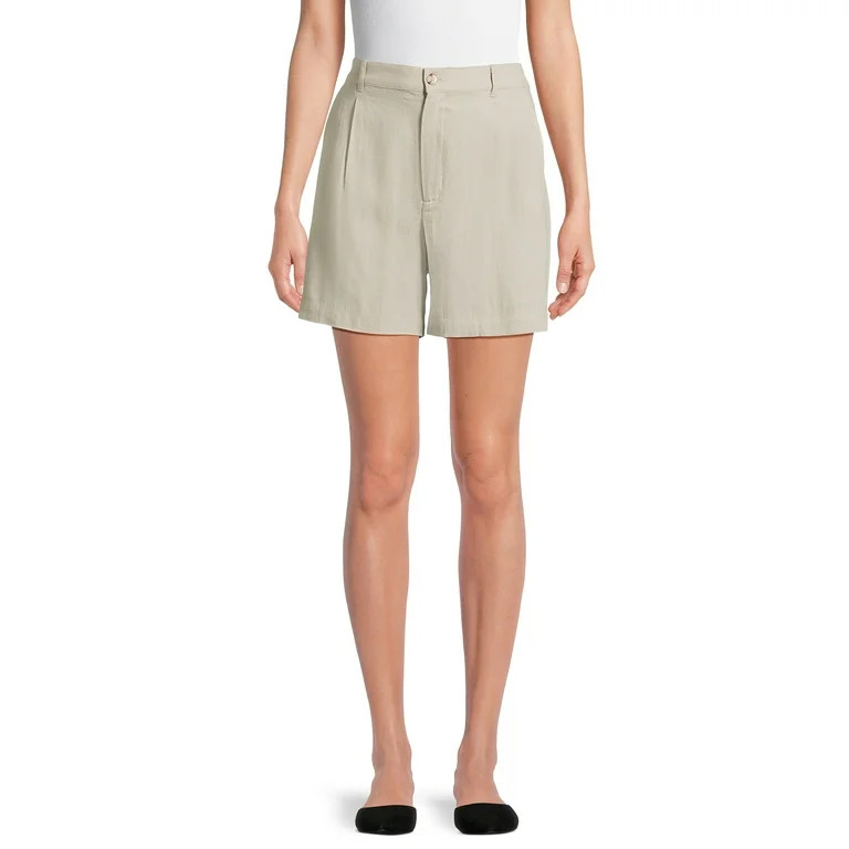 Time and Tru Women’s Linen-Blend Shorts, 5” Inseam, Sizes XS-XXXL | Walmart (US)