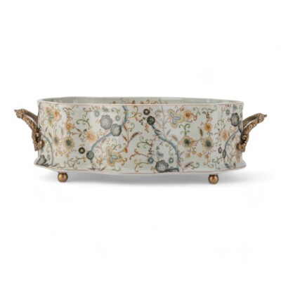 TWINE GARDEN floral PORCELAIN PLANTER jardiniere W/ BRONZE ORMOLU MOUNTS | eBay US