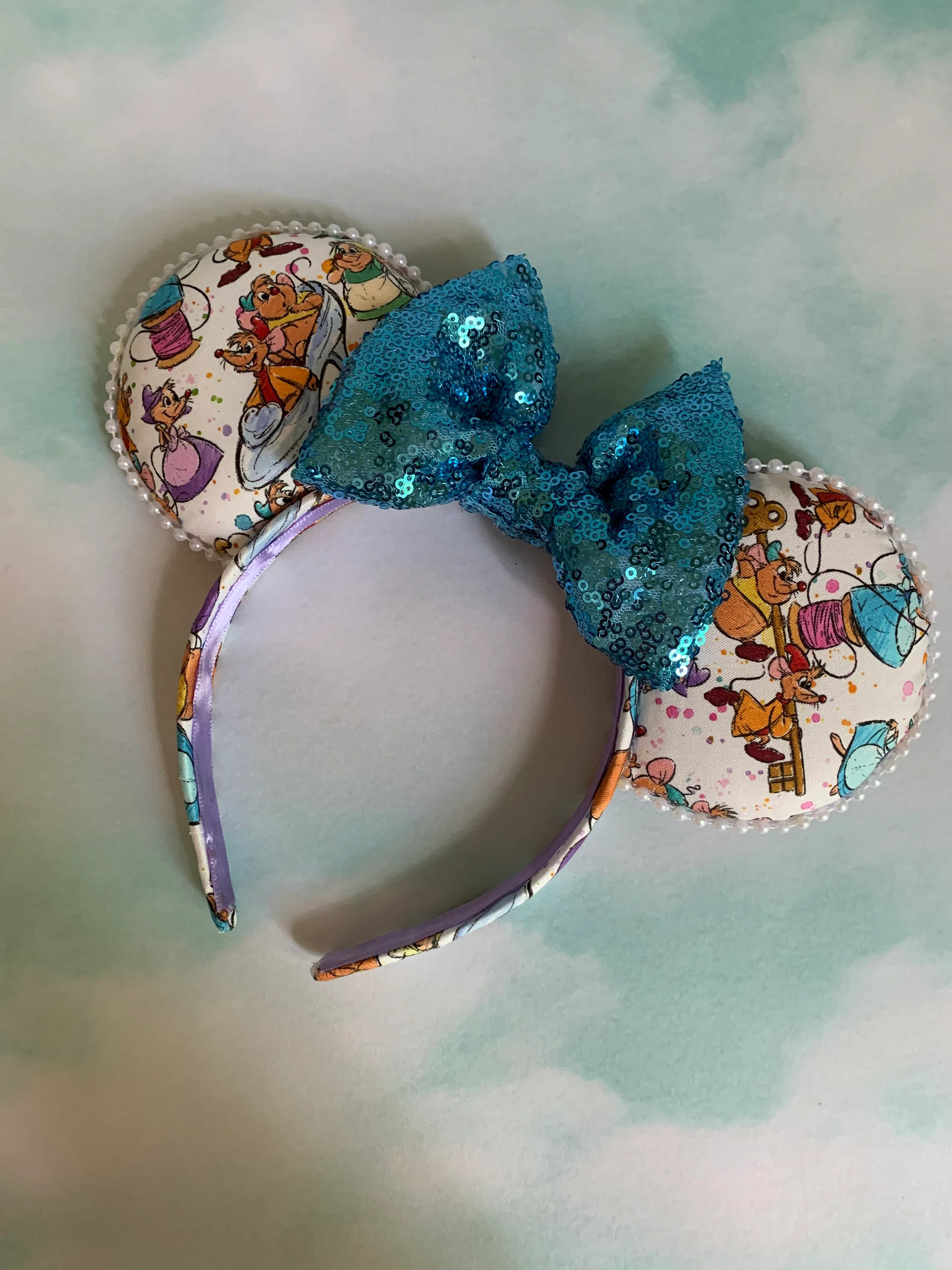 Cinderella Inspired Minnie Ears with Mice Friends, Sequin Bow | Etsy (Global)