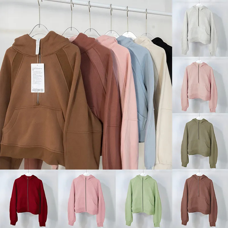 2022 yoga lululemens Womens Hoodies wear half zipper design womens hoodie sweater sports round ne... | DHGate