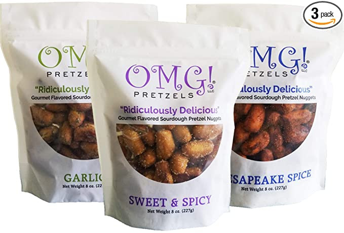 OMG! Pretzels Cheese Pairing Variety Pack of 3, Gourmet Seasoned Sourdough Pretzel Nuggets, 8 Oun... | Walmart (US)