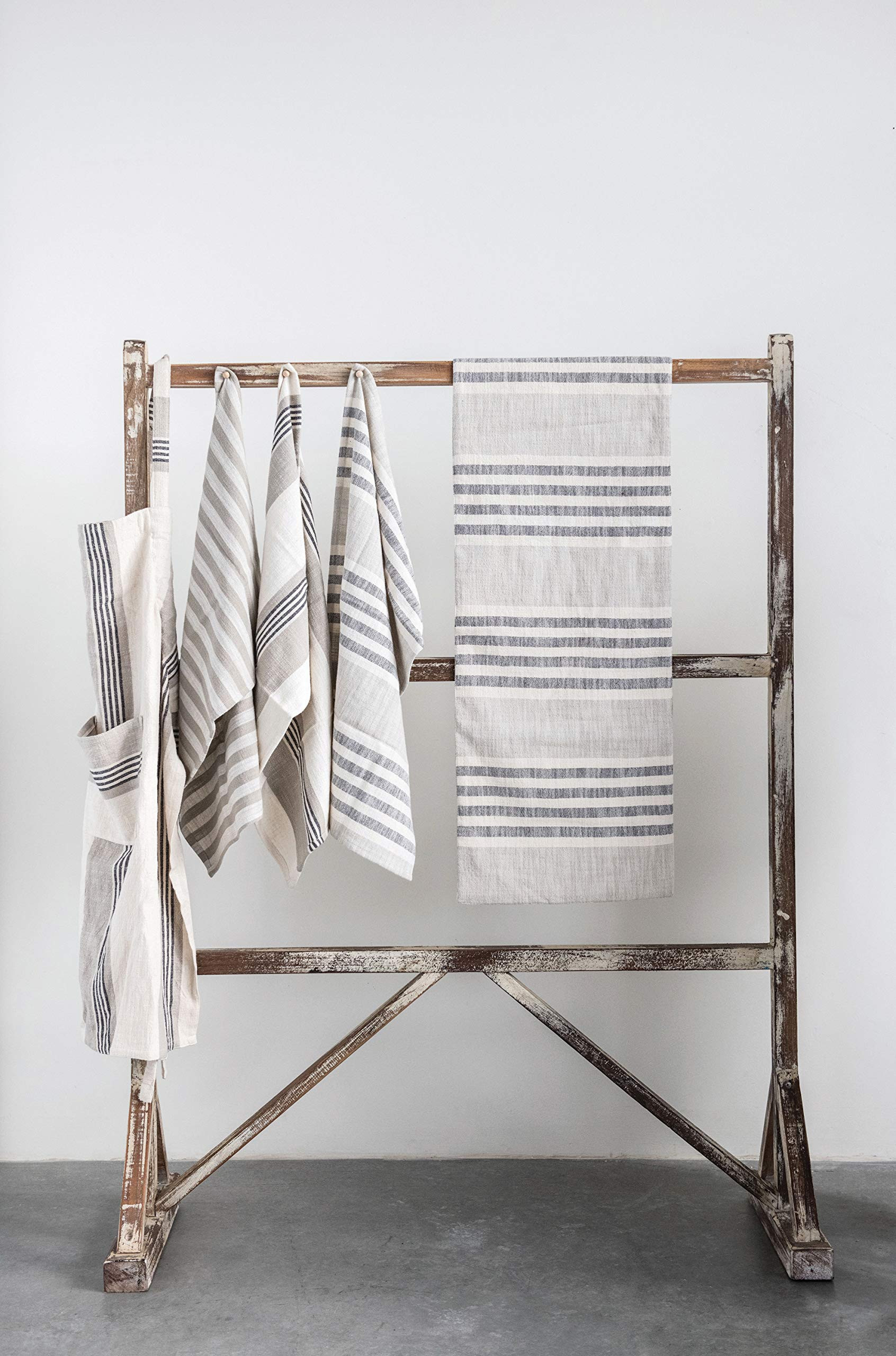 Creative Co-Op Tan & Grey Striped Cotton Tea Towels (Set of 3 Pieces) | Amazon (US)