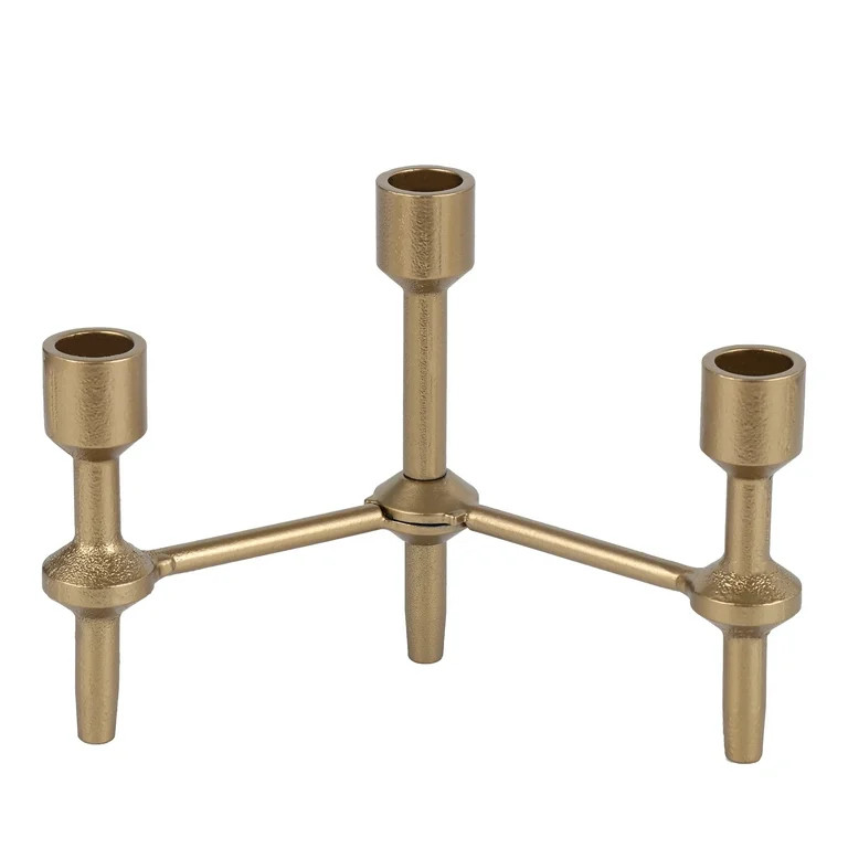 Better Homes & Garden 6" Black Gold Iron Pillar Taper Candle Holder Candelabra | Walmart (US)