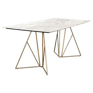 Sunpan Ursula 78" Rectangular Modern Marble Dining Table in Brass | Cymax