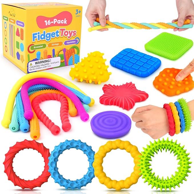 Sensory Texture Toys for Autistic Kids: 16 Pack Super Soft & Textured Sensory Fidget Toys for Aut... | Amazon (US)