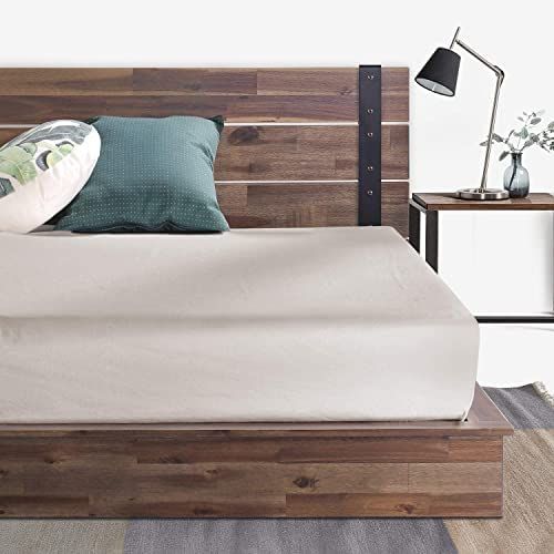 ZINUS Brock Metal and Wood Platform Bed Frame / Solid Acacia Wood Mattress Foundation / No Box Sprin | Amazon (US)