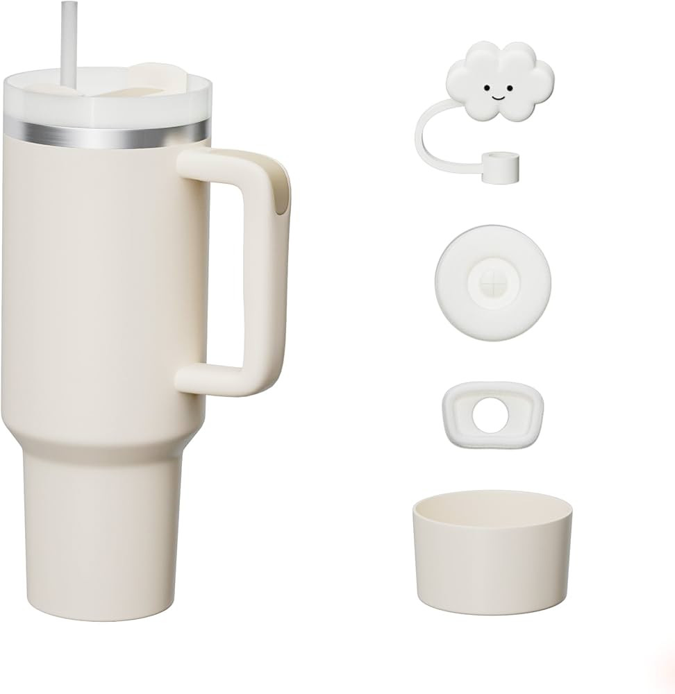 KISSKIND 40 oz Tumbler with Handle and Straw Lid Leak-proof Silicone Boot Straw Cover Cap Travel ... | Amazon (US)