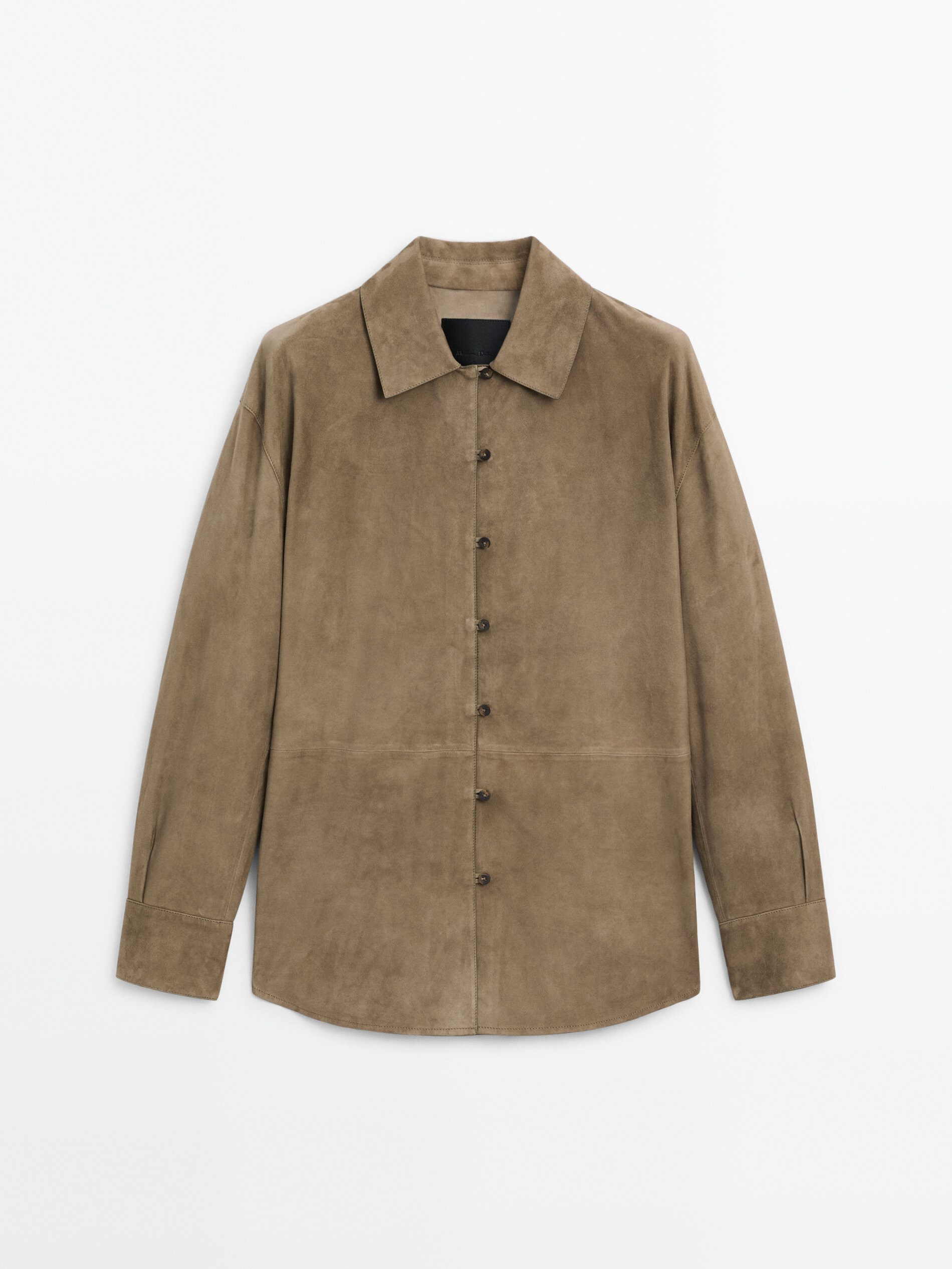 Suede leather buttoned shirt | Massimo Dutti US
