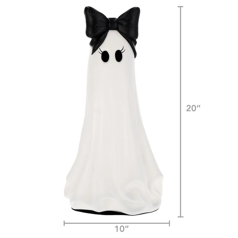 My Texas House Halloween Large Ghost with Bow Decoration, Black and White, 20" | Walmart (US)
