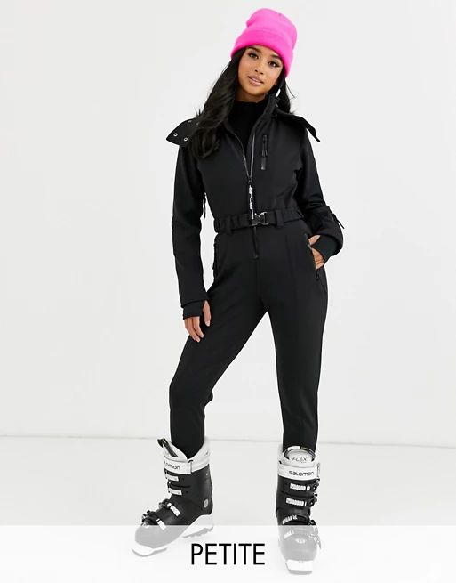 ASOS 4505 Petite ski fitted belted ski suit with faux fur hood | ASOS US