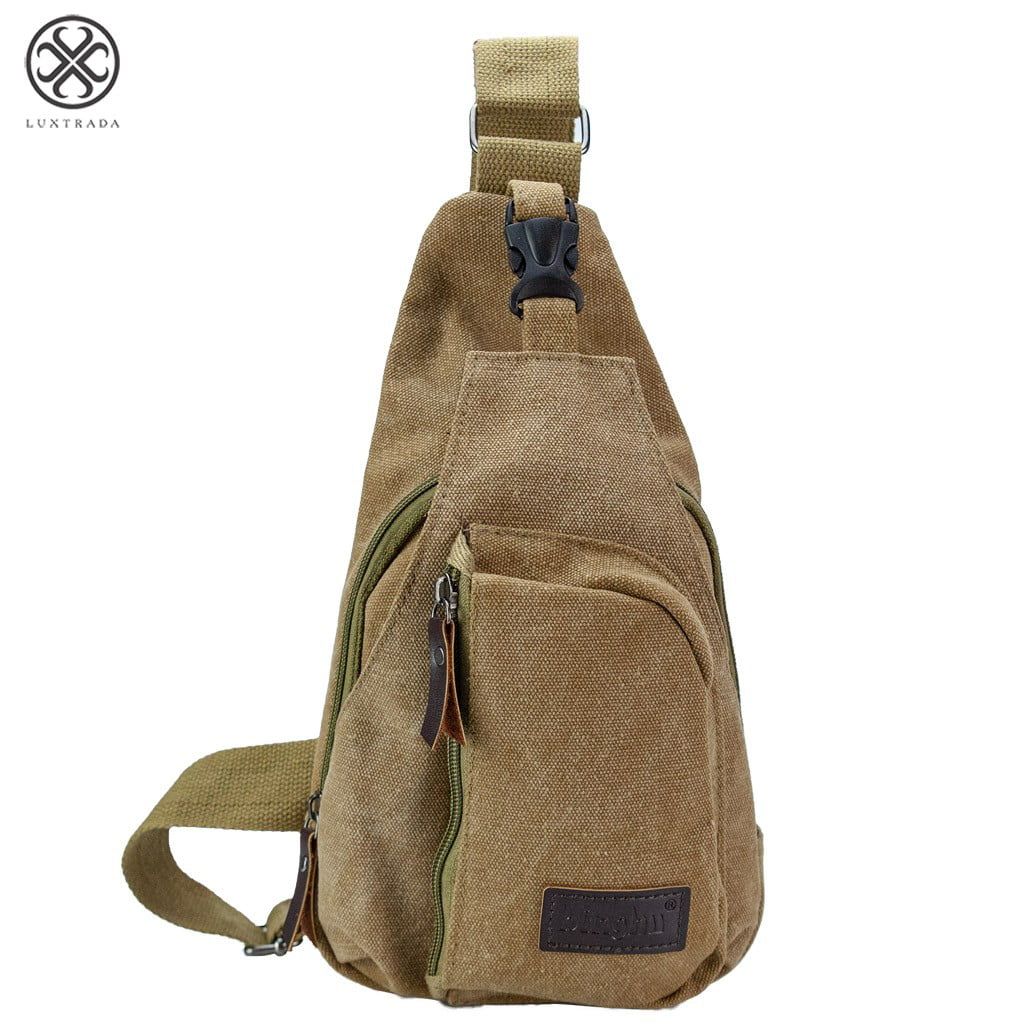 Luxtrada Men Women Military Canvas Messenger Shoulder Sling Backpack Chest Bags School Bag (Khaki... | Walmart (US)