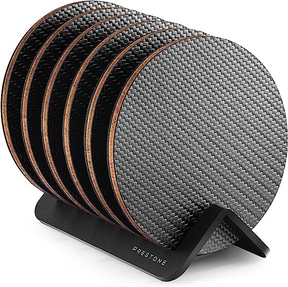 Modern Coasters for Drinks with Holder | 6 Premium Carbon Coasters in Classy Geometric Design | P... | Amazon (US)