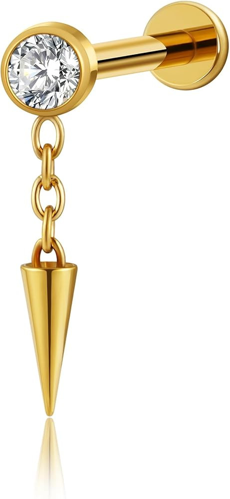 FINE4U 18G Flatback Stud Earring for Women 6mm 8mm - ASTM F136 Titanium Earrings Cartilage Pierci... | Amazon (US)