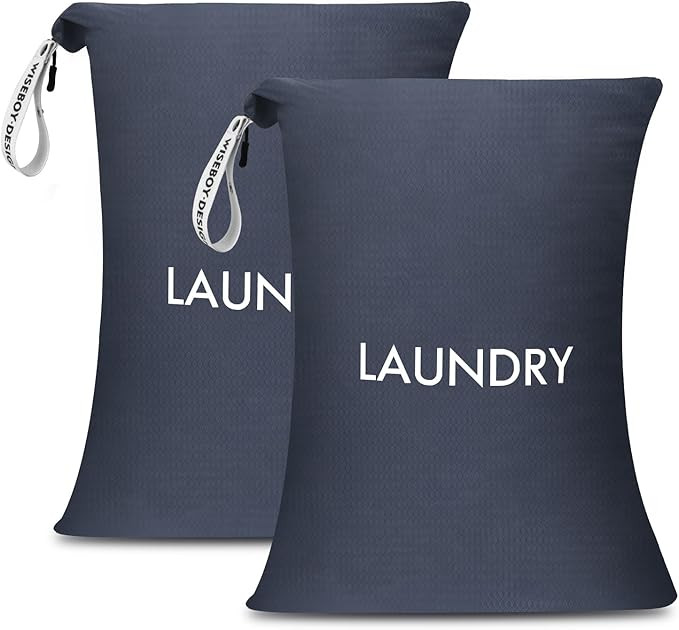 WiseBoy 2 Pack Laundry Bags, Travel Laundry Bag for Dirty Clothes, Washable Nylon Wet Dry Bag, Di... | Amazon (US)