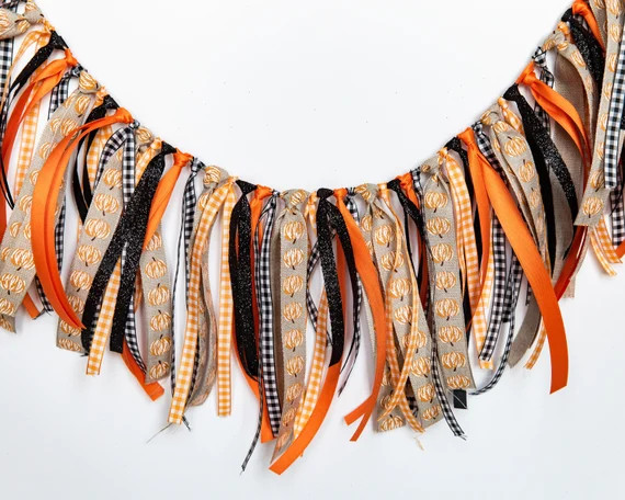 Pumpkin Garland  Halloween Decoration  Ribbon Pumpkin | Etsy | Etsy (US)