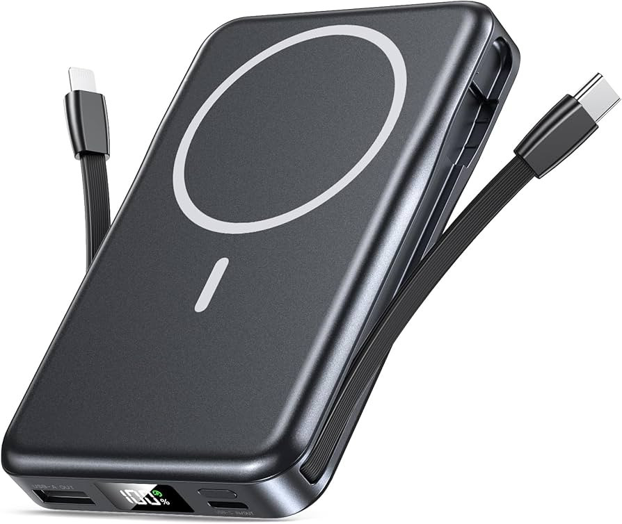 for Magsafe Battery Pack, 5 in 1 Portable Charger with Built in Cable, Magnetic 10000mAh Power Ba... | Amazon (US)