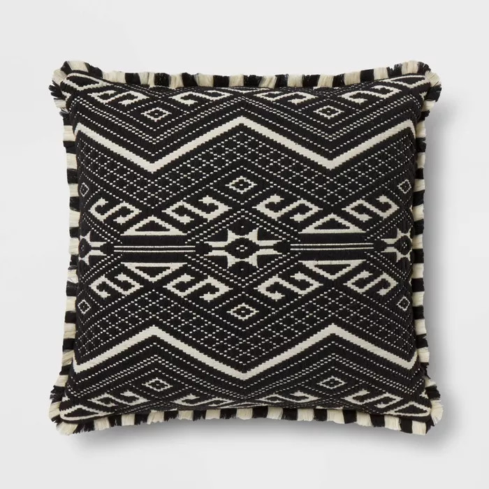 Fringed Jacquard Euro Pillow Black - Opalhouse™ | Target
