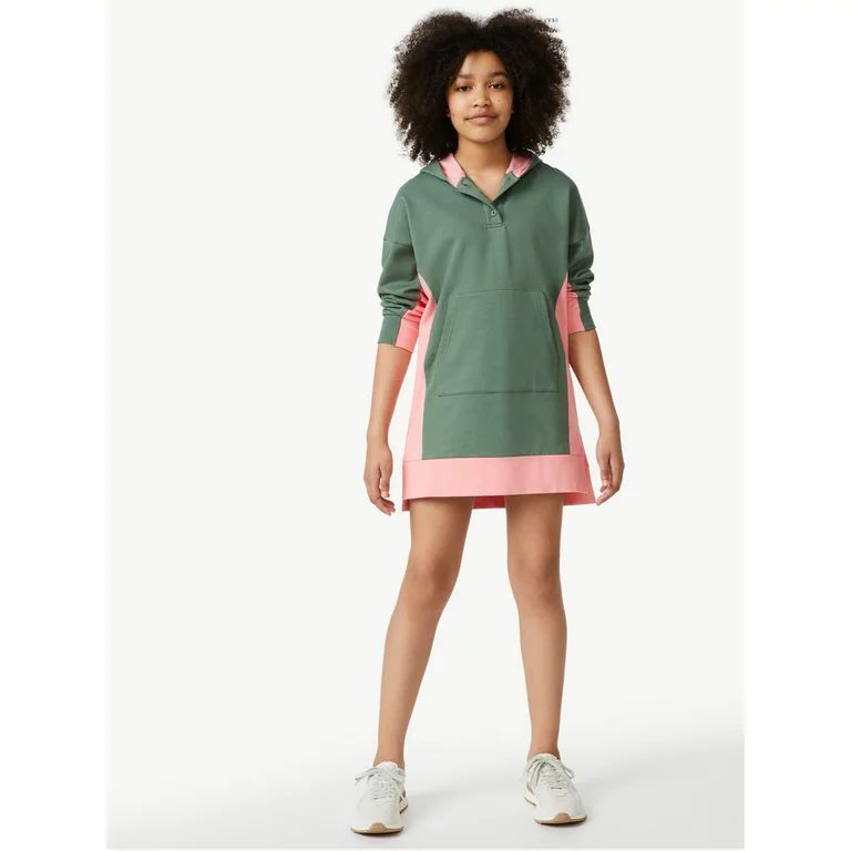 Free Assembly Girls Color Block Hoodie Dress, Sizes 4-18 - Walmart.com | Walmart (US)