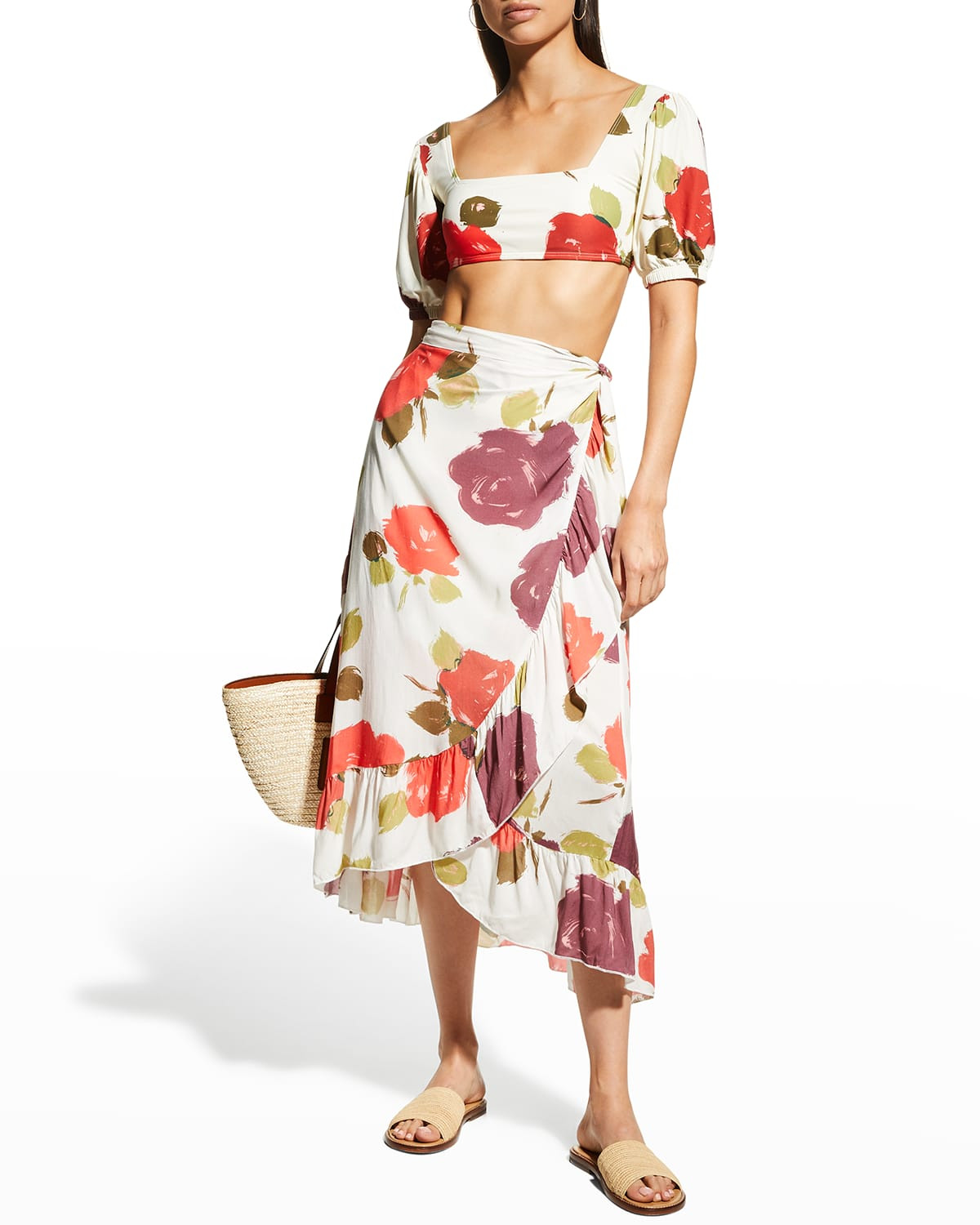 Puff-Sleeve Bikini Top | Neiman Marcus