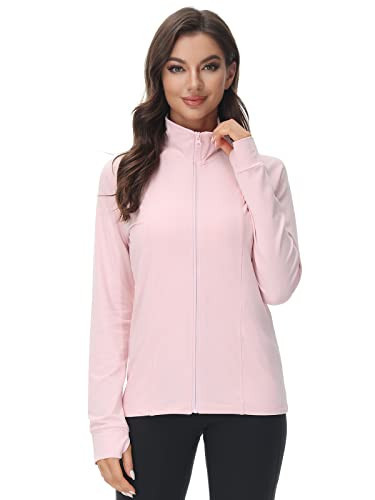COZZIPLUS Women Workout Zip Up Running Athetic Jacket-Women Stretchy Yoga Zip Top with Thumb Holes and 2 Pockets (Pink,M) | Amazon (US)
