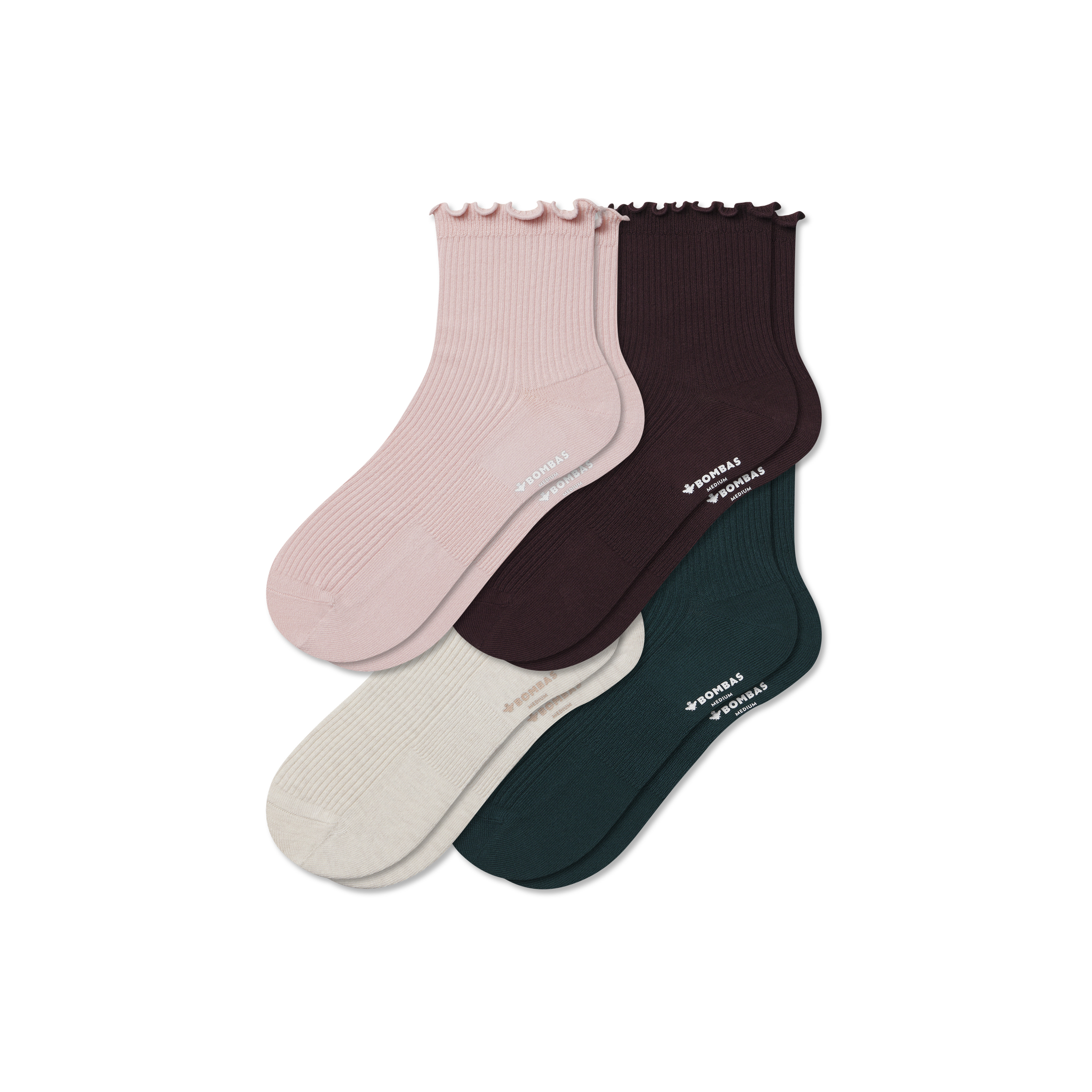 Women's Ruffle Rib Quarter Sock 4-Pack | Bombas