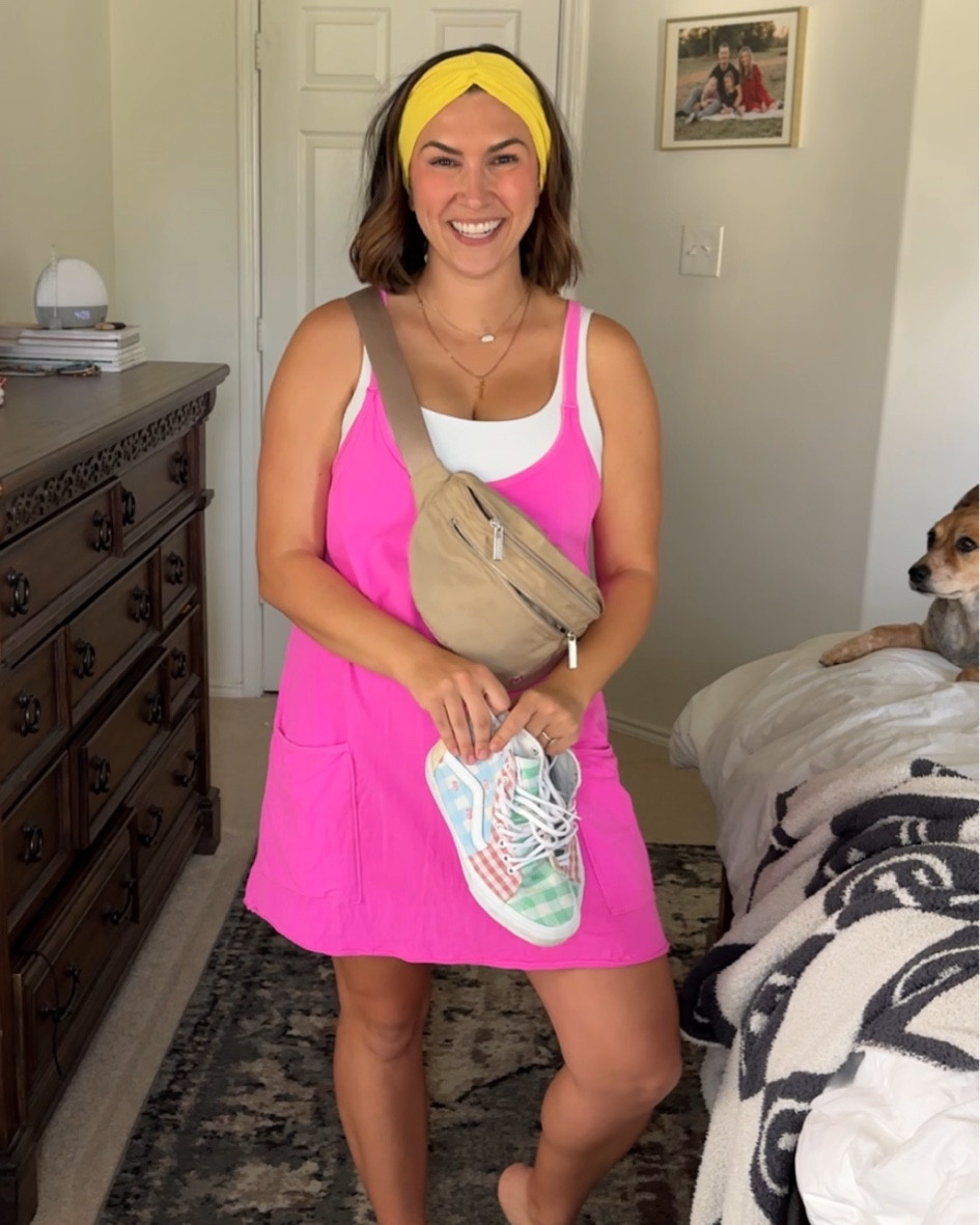 Free people dress - wearing a large
Lululemon belt bag - sharing available colors 
Vans - mine are old but sharing this year’s styles!! 
Headband - anthro has the best headbands!!!! 
Sports bra - D/DD size from athleta, wearing a large!! 

#LTKmidsize #LTKfindsunder50 #LTKfindsunder100