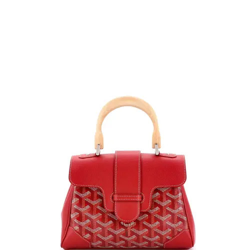 Pre-Owned Goyard Saigon Top Handle Bag Coated Canvas with Leather Mini in Red at Nordstrom, Size X-Small | Nordstrom