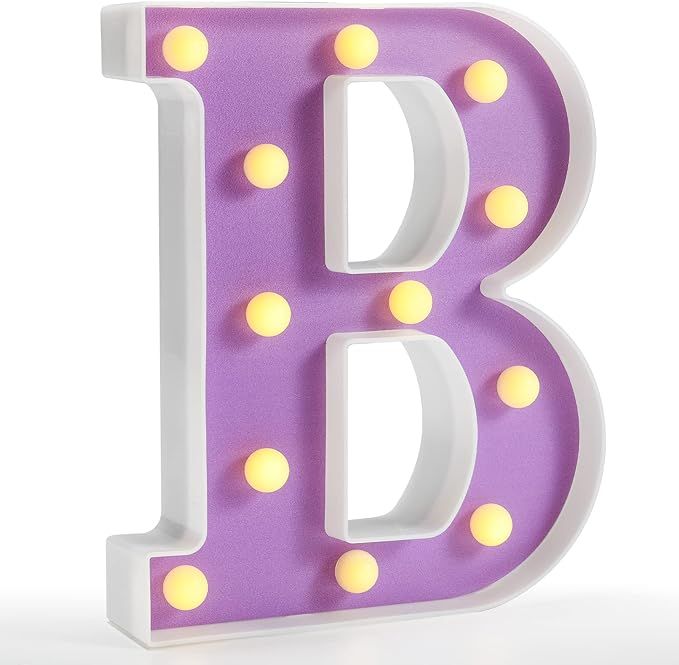 Pooqla LED Letter Lights, Purple Light Up Alphabet Sign, Colorful DIY Marquee Night Light with Wa... | Amazon (US)