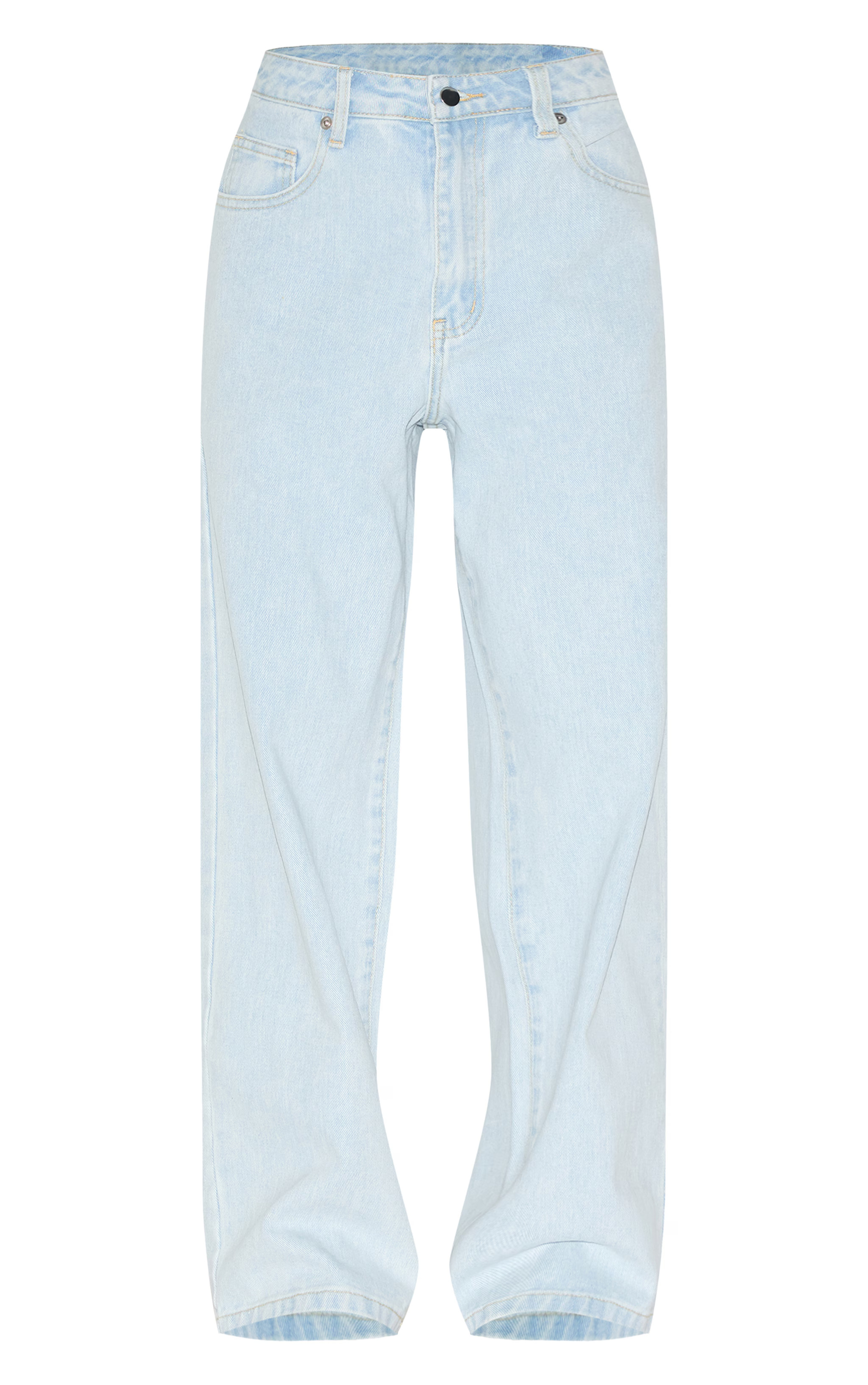 Petite Light Blue Straight Leg Mid Rise Jeans | PrettyLittleThing US