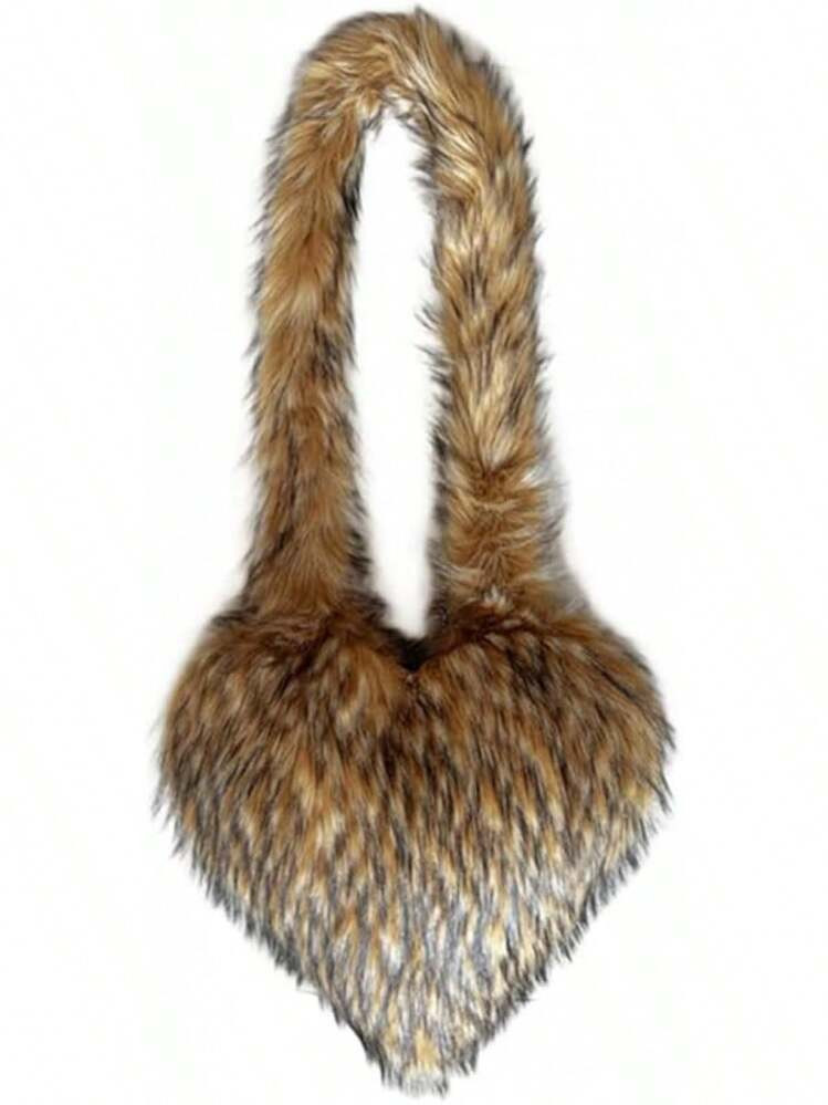 Heart Shaped Furry Purse For Women Large Soft Shoulder Bag Fluffy Faux Fur Trendy Y2K Girls Handb... | SHEIN