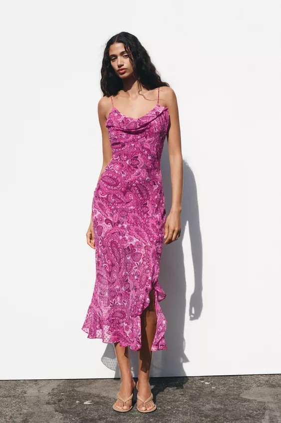 PRINTED MIDI DRESS | Zara US