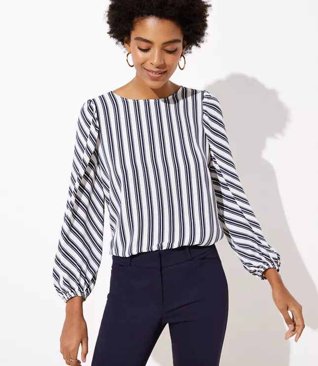 Striped Puff Sleeve Blouse | LOFT | LOFT