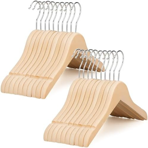 TOPIA HANGER Unfinished/Natural Kids Children Baby Wood Wooden Clothes Dress Shirt Hangers with N... | Amazon (US)