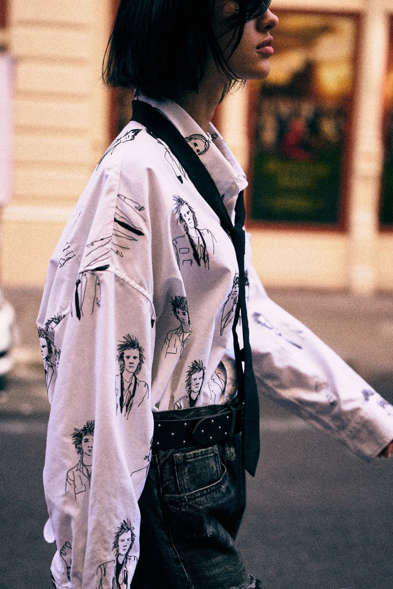 R13 Drop Neck Shirt - Punk Embroidery On White / XS | R13