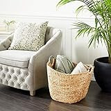 Deco 79 Seagrass Handmade Large Woven Storage Basket with Ring Metal Handles, 21" x 17" x 19", Brown | Amazon (US)
