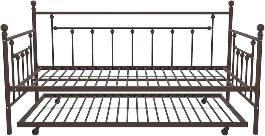 DHP Manila Metal Framed Daybed with Trundle, Twin - Bronze | Amazon (US)