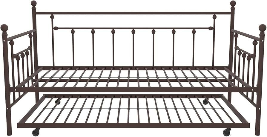 DHP Manila Metal Framed Daybed with Trundle, Twin - Bronze | Amazon (US)