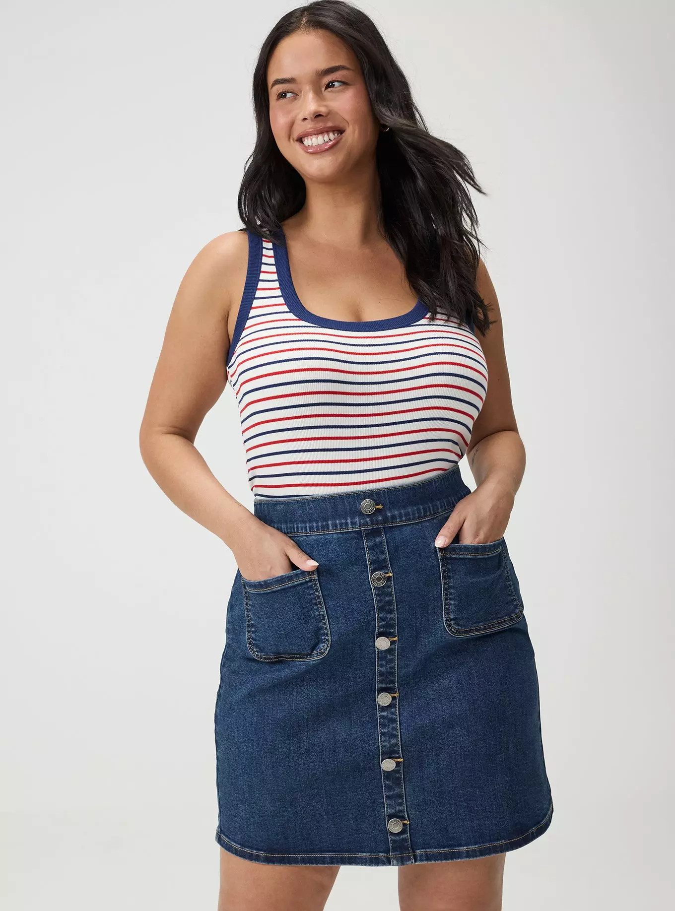Denim Button Front Mini Skirt | Torrid (US & Canada)