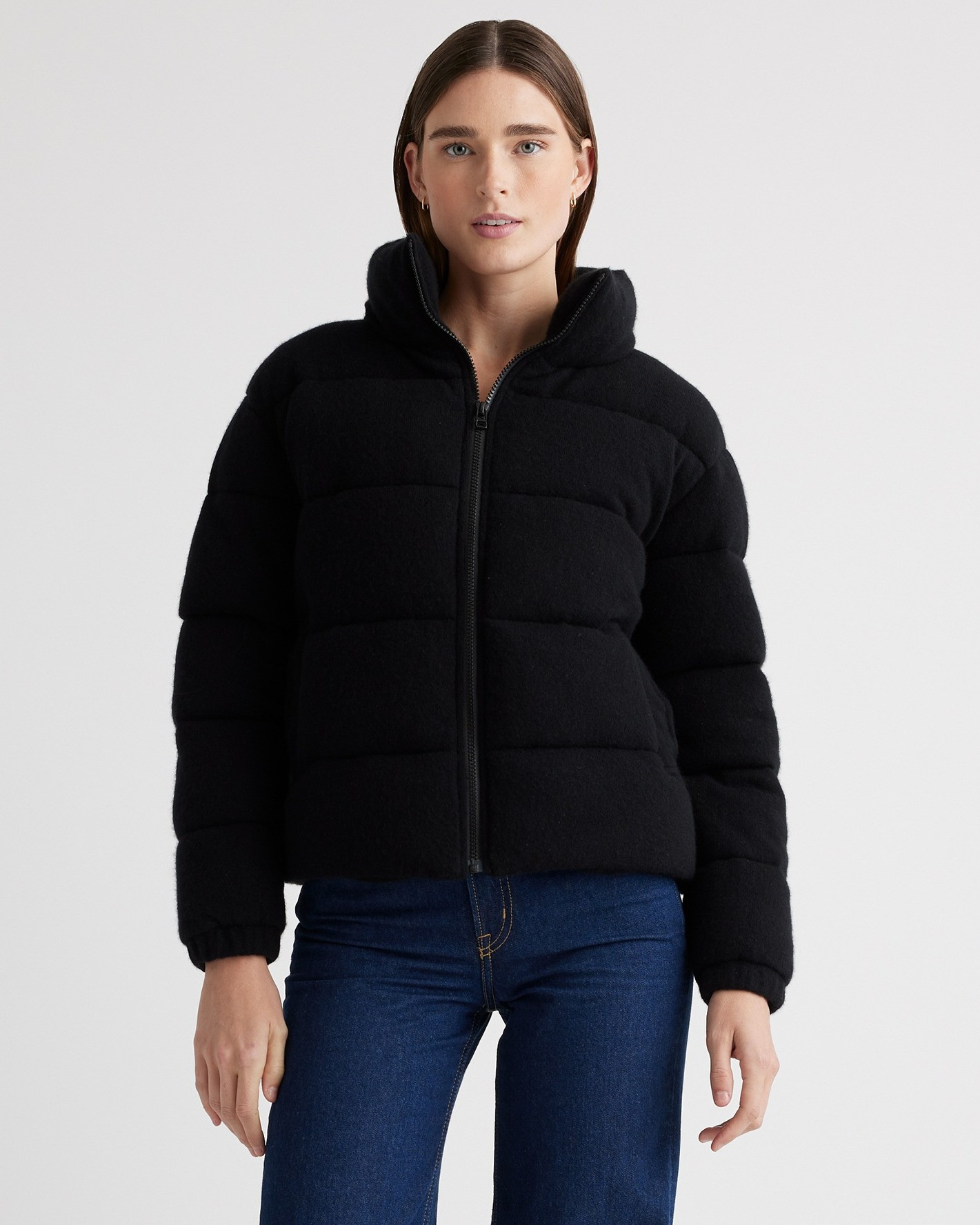 Quince | Women's Mongolian Cashmere Puffer Jacket in Black, Size XS | Quince