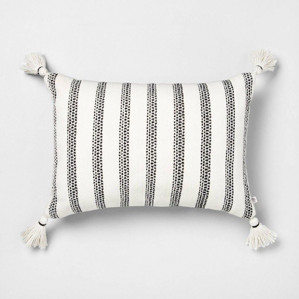 14x20 Stripe Oblong Pillow Black / White - Hearth & Hand with Magnolia | Target
