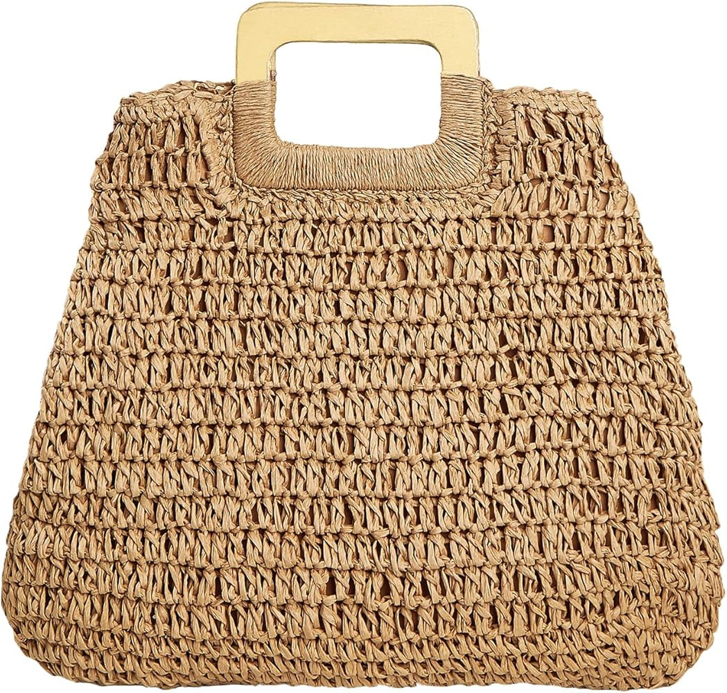 Beach Bag Straw Tote Bag Summer Beach Bags For Women Handbag | Amazon (US)