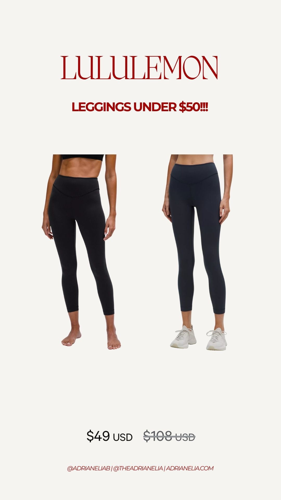 Lululemon leggings under $50! On sale now! I snagged black & navy! 

#LTKCyberWeek #LTKActive #LTKfitnessgoals