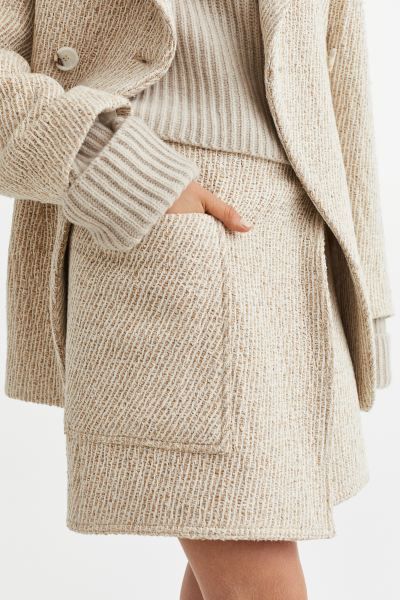 Silk-blend wrapover skirt - Beige/Striped - Ladies | H&M GB | H&M (UK, MY, IN, SG, PH, TW, HK)